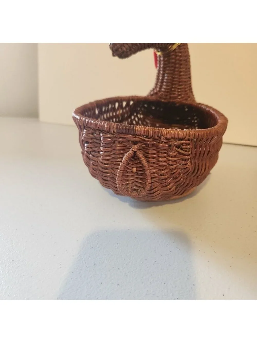 Vintage Rattan Wicker Reindeer Shape Deer Christmas Trinket Basket 90s 1990s